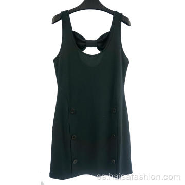 Vestido adelgazante negro con cuello en V